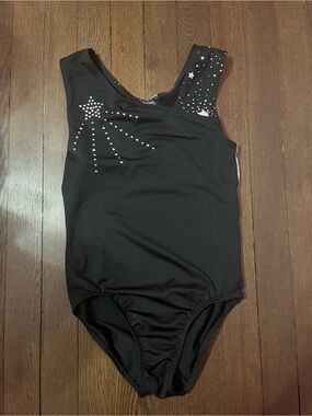 Magic Black Dance Leotard with Subtle Purple Logo